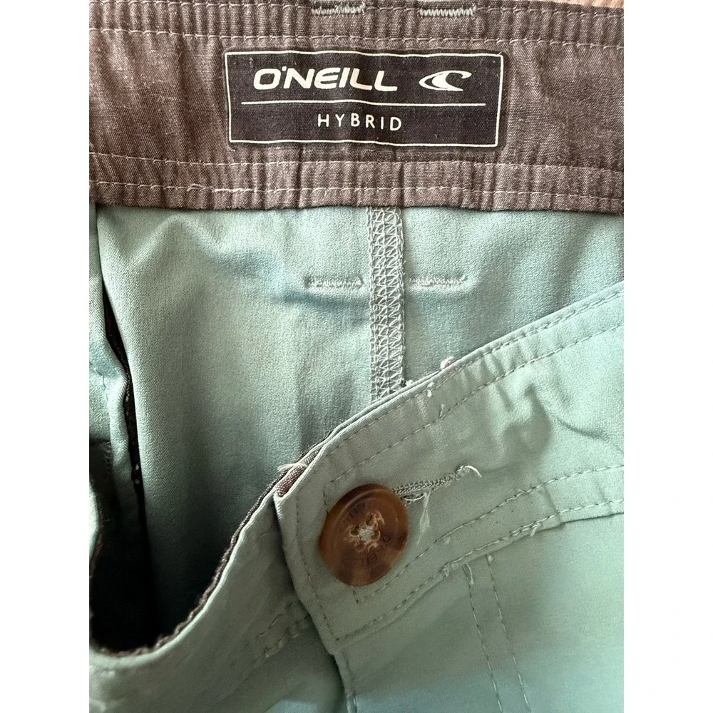 O'Neill Men's Chino Shorts Sea Glass Blue Size 40 Standard Fit Flat Front Casual